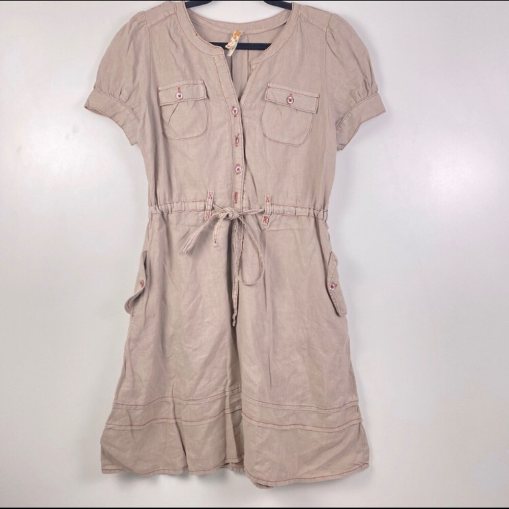 Anthropologie x Maeve Linen Tie-Front Dress Size 6